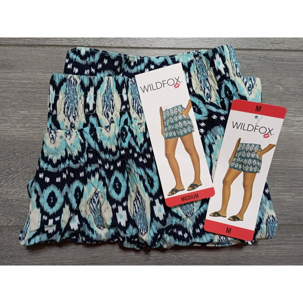 Wildfox Shorts Womens Medium Blue Pattern Rayon Spring Summer New 1752037